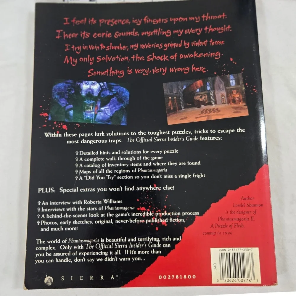 Phantasmagoria Official Sierra Insiders Guide Book 1995 Vintage PC Game Strategy